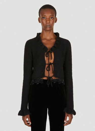GANNI Ruffled Bolero Cardigan Black gan0251008