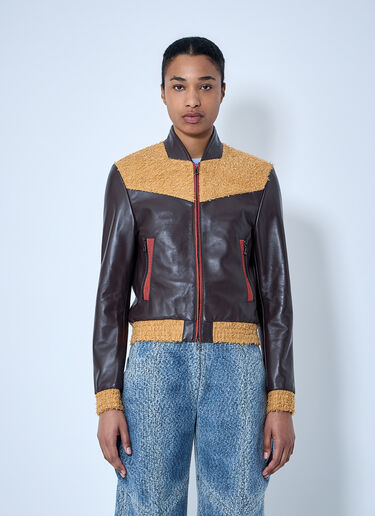 Kiko Kostadinov Konrad Leather Jacket Brown kko0264003