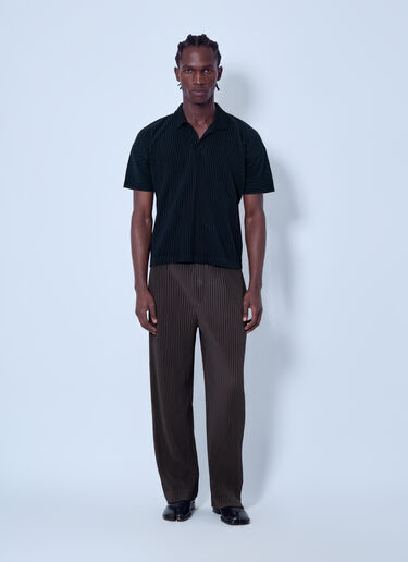 LN-CC® - Homme Plissé Issey Miyake: Basics Polo Shirt - Black Homme Plissé Issey Miyake Basics Polo Shirt Black hmp0166005