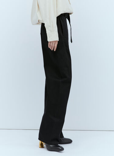 Lemaire Twisted Belted Cotton Pants Black lem0254007