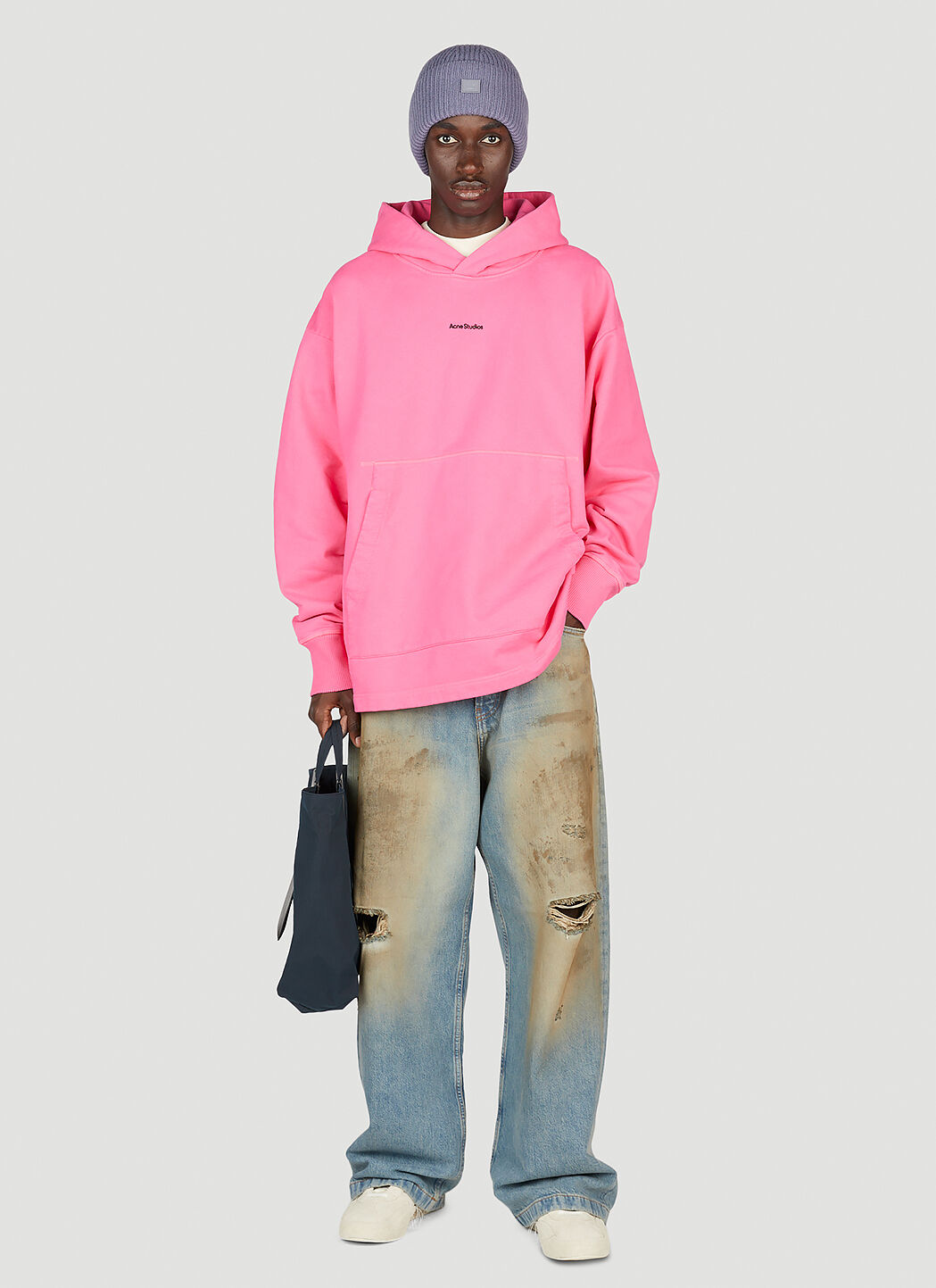 Acne Studios Men's' Logo Hooded Sweatshirt in Pink | LN-CC®