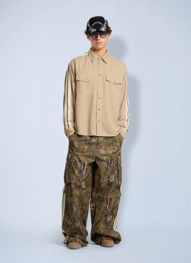 LN-CC® - Palm Angels: Logo 90' Track Jacket Shirt - Beige Palm Angels Logo 90' Track Jacket Shirt Beige pma0166284
