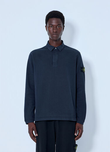 LN-CC® - Stone Island: Long Sleeve Polo Shirt - Black Stone Island Long Sleeve Polo Shirt Black sto0165075