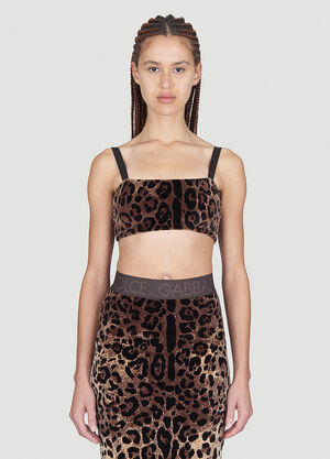 Dolce & Gabbana Leopard Print Crop Top Brown dol0254004