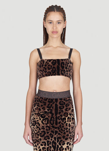 Dolce & Gabbana Leopard Print Crop Top Brown dol0254004