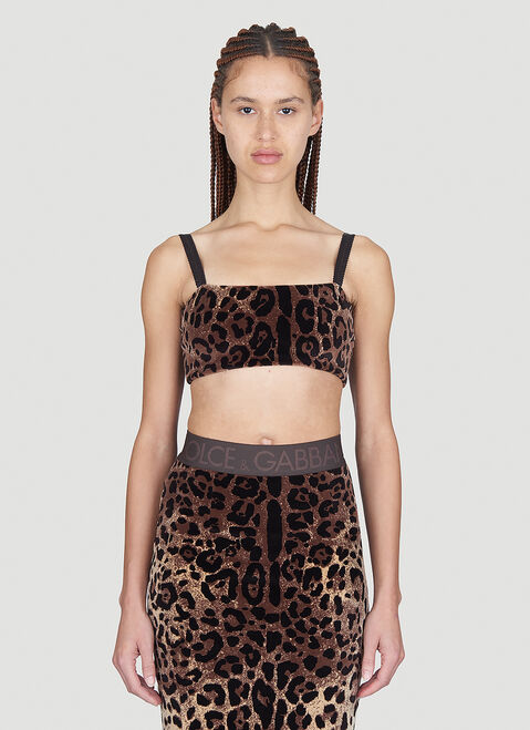 Dolce & Gabbana Leopard Print Crop Top Black dol0253010