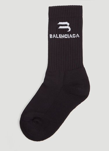 Balenciaga Logo Socks Black bal0244086
