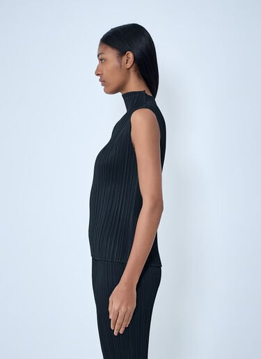 Pleats Please Issey Miyake Pleated High-Neck Sleeveless Top Black plp0263009
