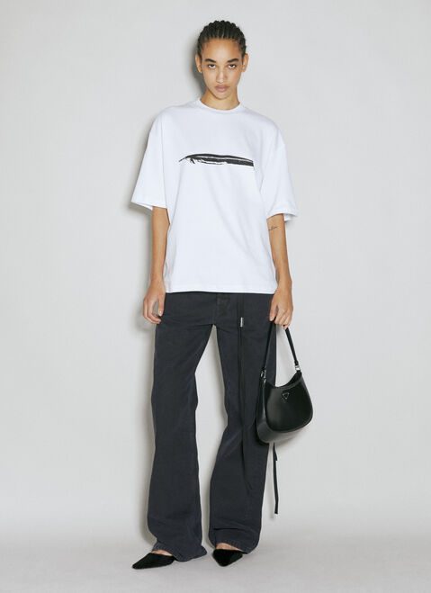 Ann Demeulemeester マリケ フェザープリント Tシャツ Purple ann0254015