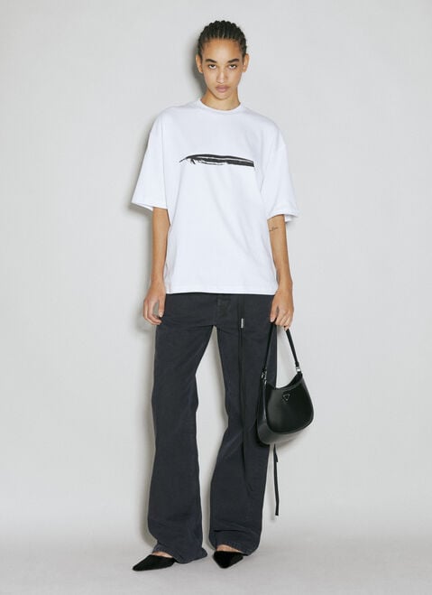 Balenciaga Marike Feather Print T-Shirt Black bal0253031