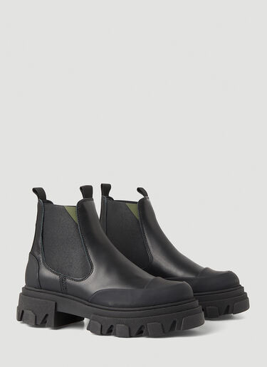 GANNI Leather Low Chelsea Boots Black gan0246120