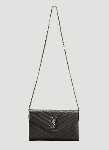 Saint Laurent YSL Monogrammed Shoulder Bag en Black