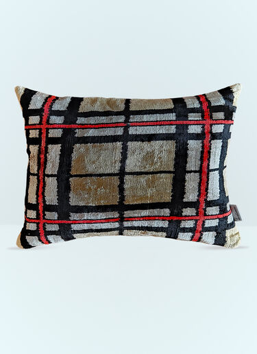 Les-Ottomans Check Velvet Cushion Multicolour wps0691363
