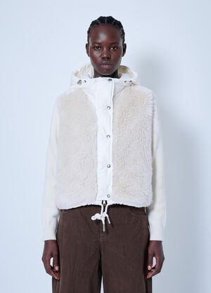 Moncler Wool & Cashmere Blend Padded Zip-Up Cardigan Beige mon0266018