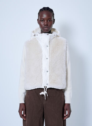 LN-CC® - Moncler: Wool & Cashmere Blend Padded Zip-Up Cardigan - Beige Moncler Wool & Cashmere Blend Padded Zip-Up Cardigan Beige mon0266018