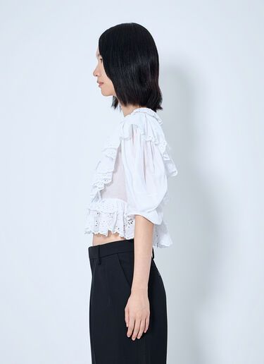 LN-CC® - Chloé: Cropped V-Neck Ruffle Top - White Chloé Cropped V-Neck Ruffle Top White chl0265001