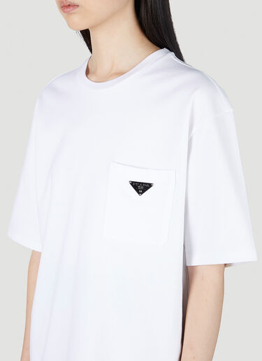 Prada 徽标铭牌 T 恤 白色 pra0252011
