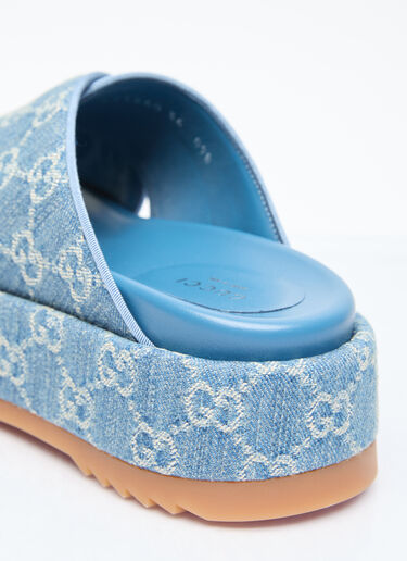 Gucci GG Denim Platform Sandals Blue guc0255083