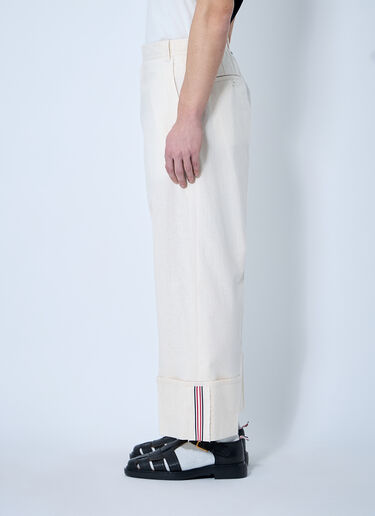 Thom Browne 徽标饰边长裤  米色 thb0160013