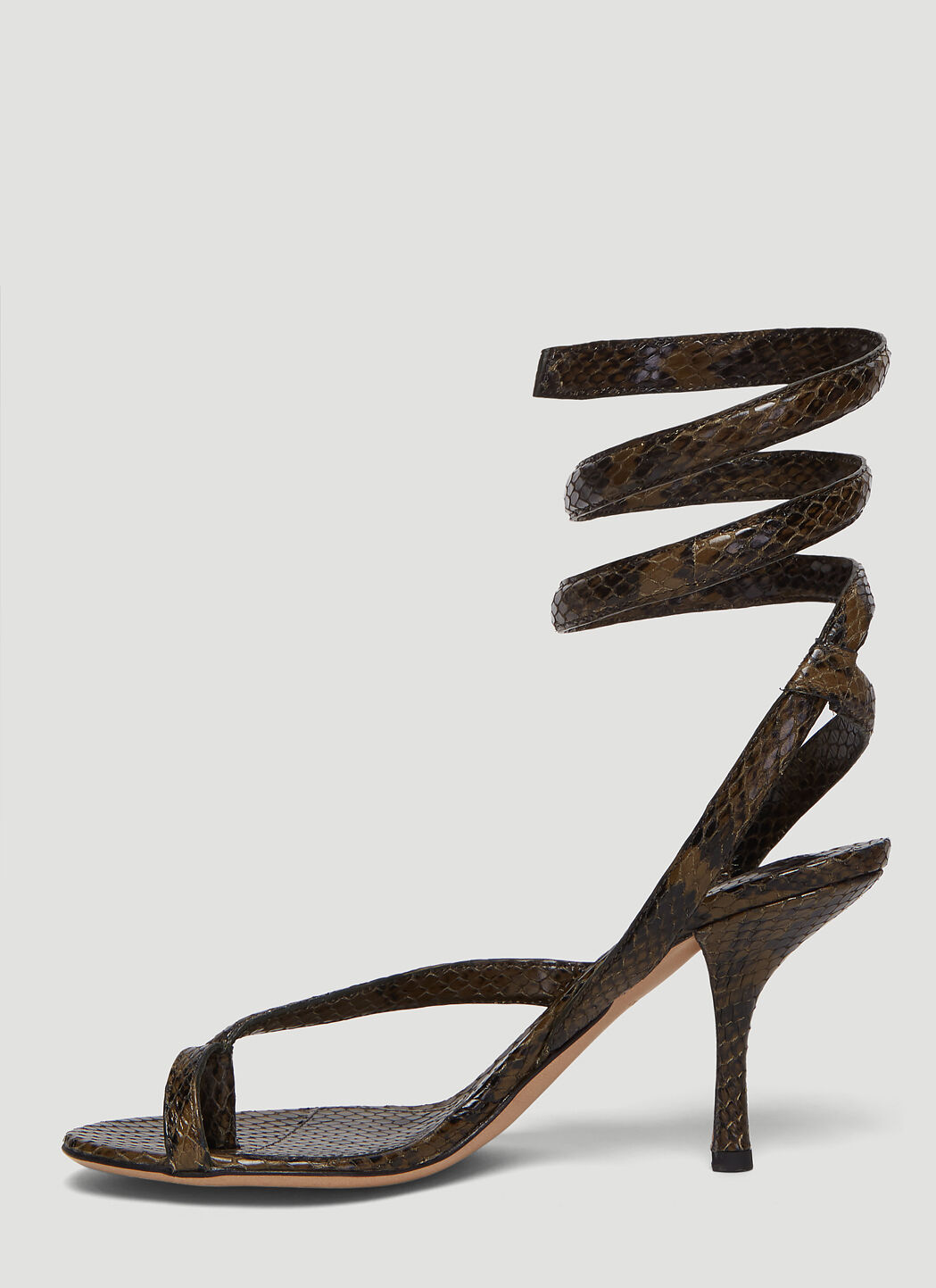 Snakeskin wrap heels top