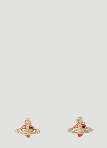 Vivienne Westwood New Diamante Heart Earrings Red vvw0254058