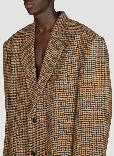 Balenciaga Oversized Houndstooth Coat Brown bal0155023