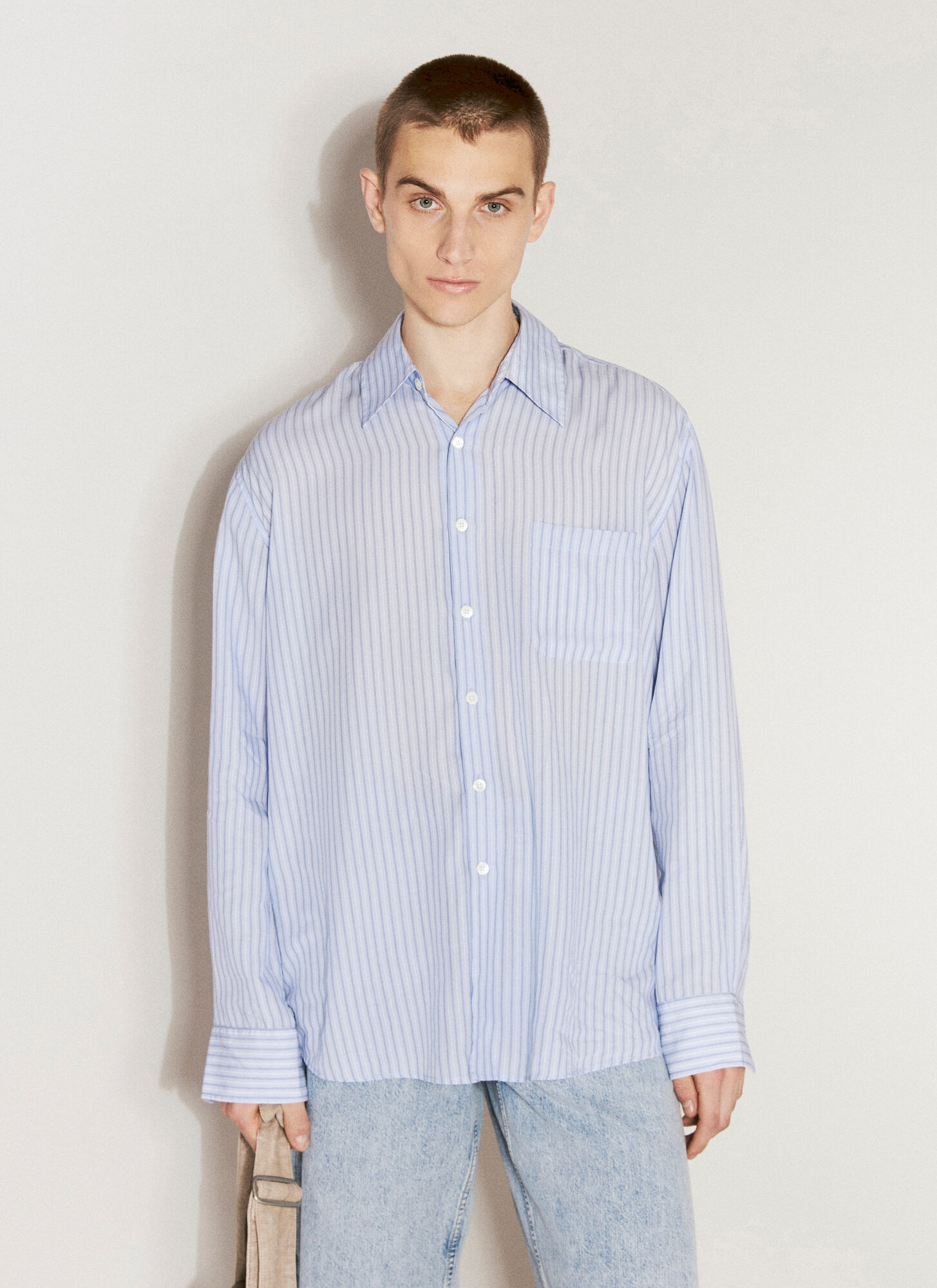 Shop Our Legacy Above Stripe Shirt In Blue