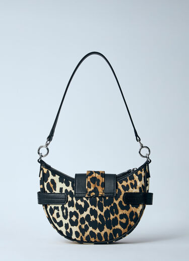 GANNI Small Leopard Bucky Crossbody Bag Brown gan0260028