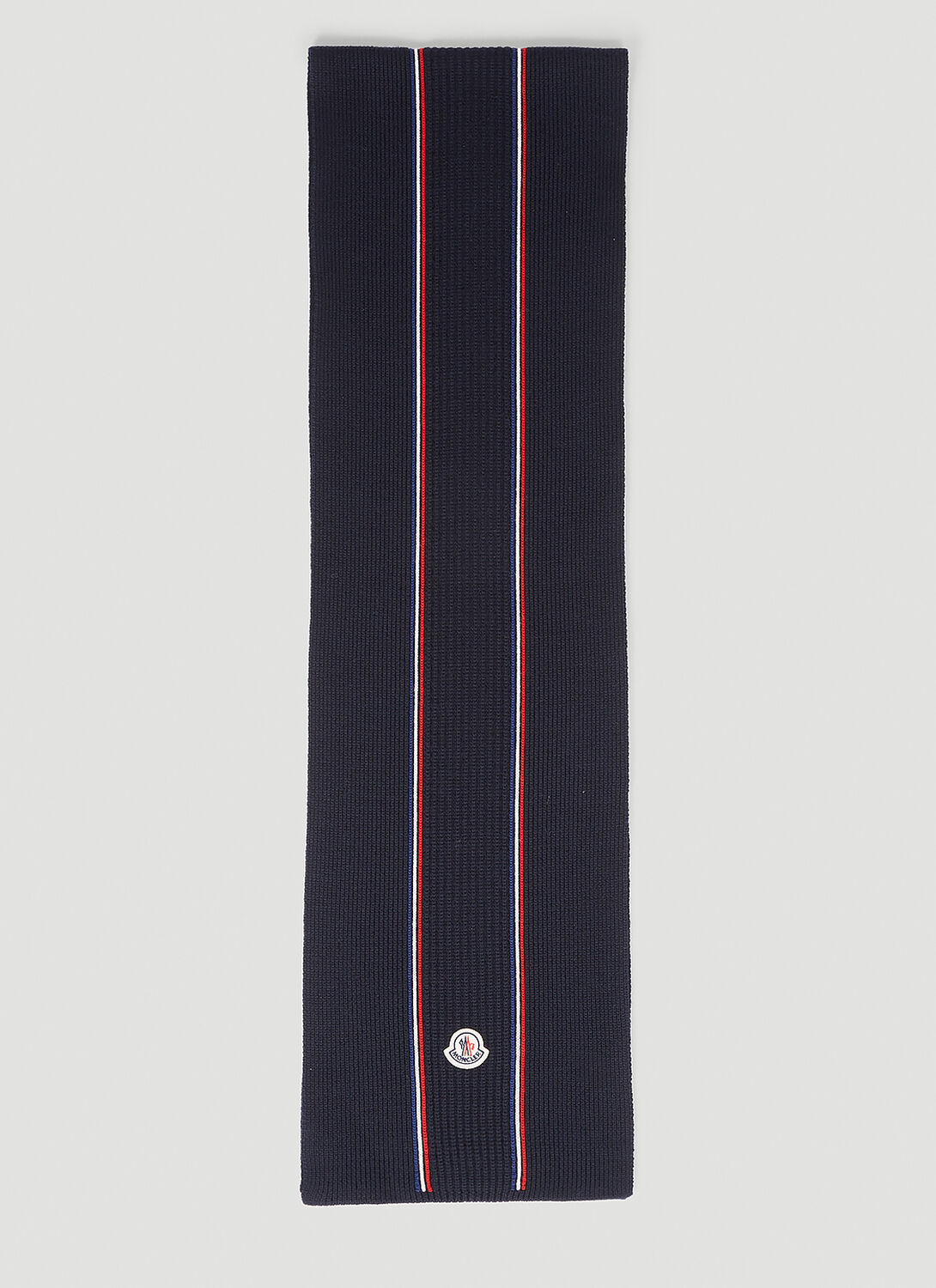 Shop Moncler Logo Patch Scarf In Navy