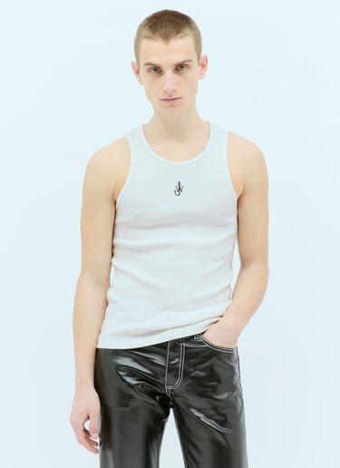 JW Anderson 대조적인 뒷면이 있는 로고 자수 탱크탑 화이트 jwa0154009