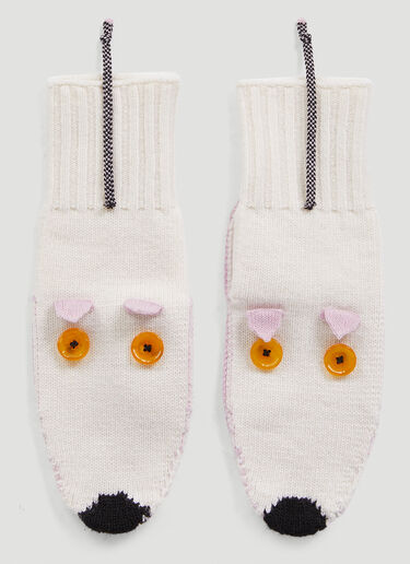 Marni Mouse Puppet Mittens White mni0255039