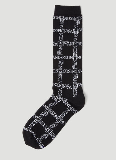 JW Anderson Logo Grid Long Socks Black jwa0354007