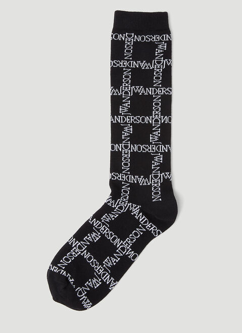 JW Anderson Logo Grid Long Socks Beige jwa0154013