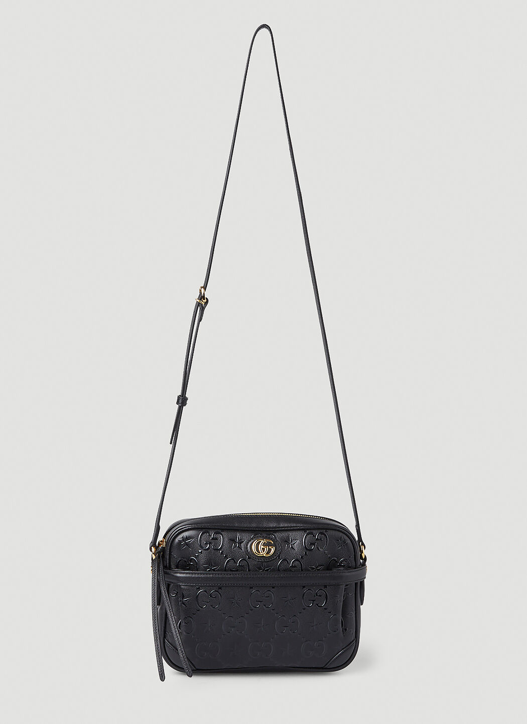 Gucci GG Embossed Shoulder Bag in Black LN CC