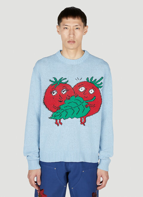 Sky High Farm Workwear Intarsia Tomatoes Sweater Black skh0354011