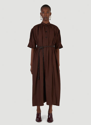 Jil Sander 百褶泡泡袖连衣裙 棕 jil0245018