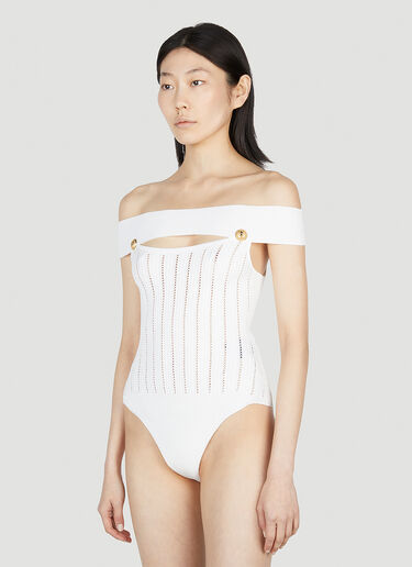 Balmain Off Shoulder Bodysuit White bln0252006