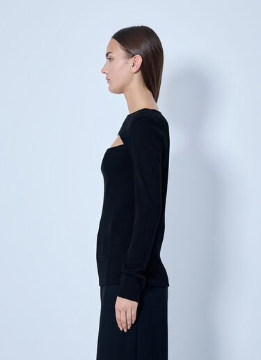 LN-CC® - Yohji Yamamoto: C/ Rib Slit Chest Long Sleeve T-Shirt - Black Yohji Yamamoto C/ Rib Slit Chest Long Sleeve T-Shirt Black yoy0263005