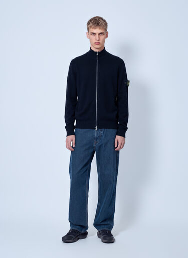 LN-CC® - Stone Island: Zip-Up Knit Cardigan - Black Stone Island Zip-Up Knit Cardigan Black sto0165049