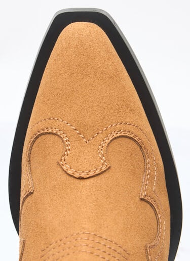 Ganni Mid Shaft Embroidered Western Boots Brown gan0258045