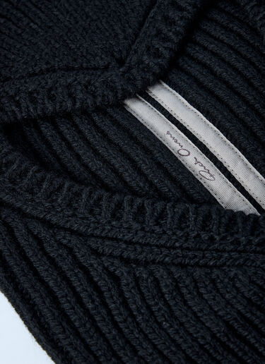 LN-CC® - Rick Owens: Ribbed Knit Balaclava - Black Rick Owens Ribbed Knit Balaclava Black ric0165079