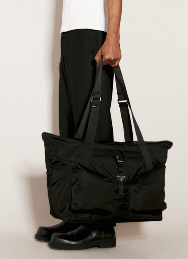 Prada Re-Nylon과 가죽 트레블 백 블랙 pra0156017