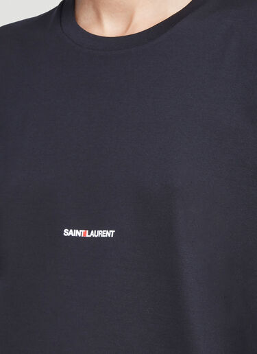 Saint Laurent 로고 프린트 박시 T-셔츠 블랙 sla0231015