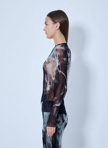 LN-CC® - Jean Paul Gaultier: Mesh Printed Smoking Women Long Sleeves Top - Black Jean Paul Gaultier Mesh Printed Smoking Women Long Sleeves Top Black jpg0266015