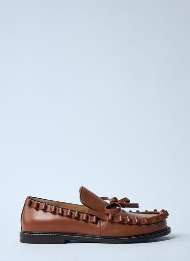 JW Anderson Leather Ruffle Loafers Brown jwa0259012