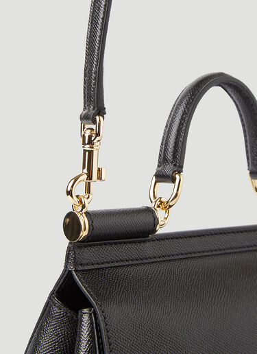 Dolce & Gabbana Sicily Dauphine Leather Small Handbag Black dol0245039
