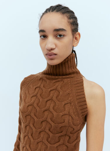 Max Mara One-Sleeve Cable Knit Sweater Brown max0254043