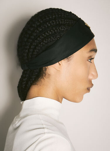 Prada Logo Plaque Headband Black pra0258066