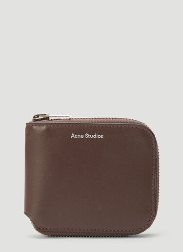 Acne Studios Compact Zipped Leather Wallet Brown acn0346029