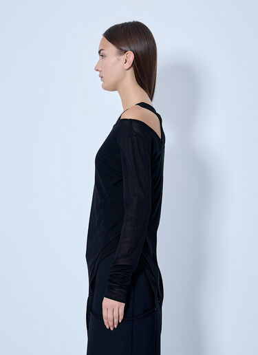 LN-CC® - LIMI Feu: Rib Knit And Tulle Layered Bodysuit - Black LIMI Feu Rib Knit And Tulle Layered Bodysuit Black lmf0263006